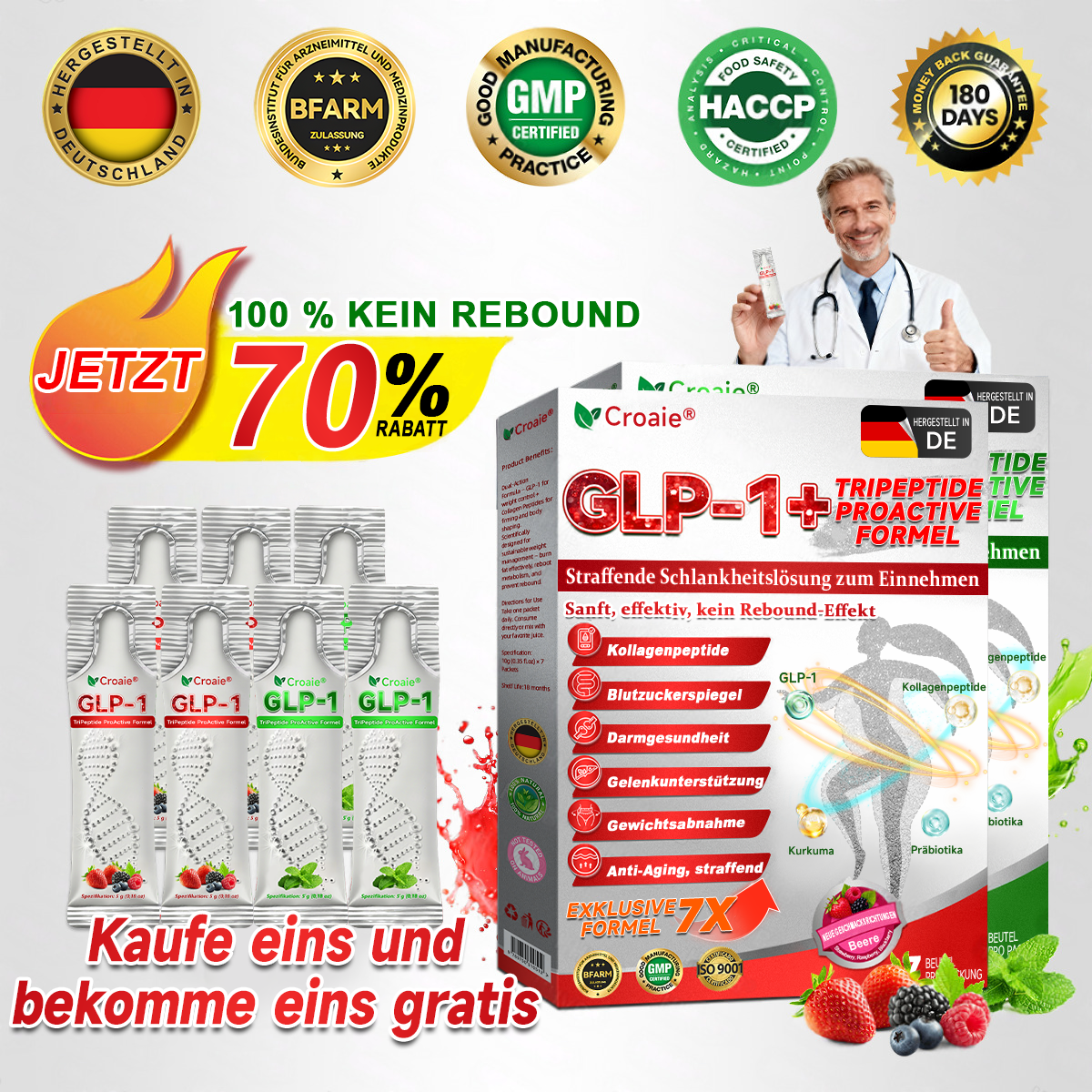 🇩🇪 Offizielle croaie® 🎀 𝐆𝐿𝑷-𝟭 + Kollagenpeptide Lösung zur Unterstützung von Gewichtsmanagement und Hautstraffung – mit Kollagenpeptiden & Matrixyl 3000. Hilft, das Wohlbefinden zu unterstützen und die Haut sichtbar zu verbessern.