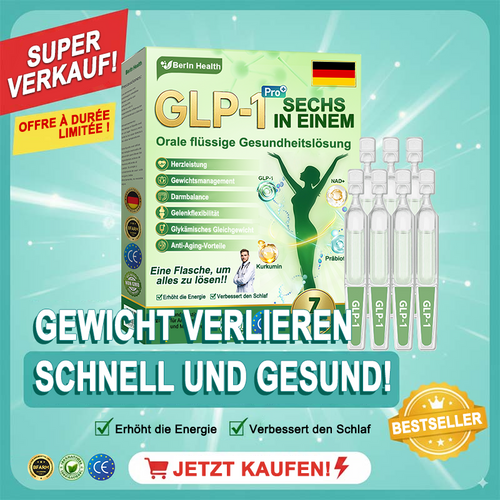 Berlin Health®  GLP-1 Sechs-in-Eins Gesundheitslösung Orallösung (🌿 Nur einmal täglich – sichtbare Veränderungen in nur 7 Tagen) ✅ Geeignet für: Übergewicht, Diabetes und verschiedene Gesundheitsbedürfnisse