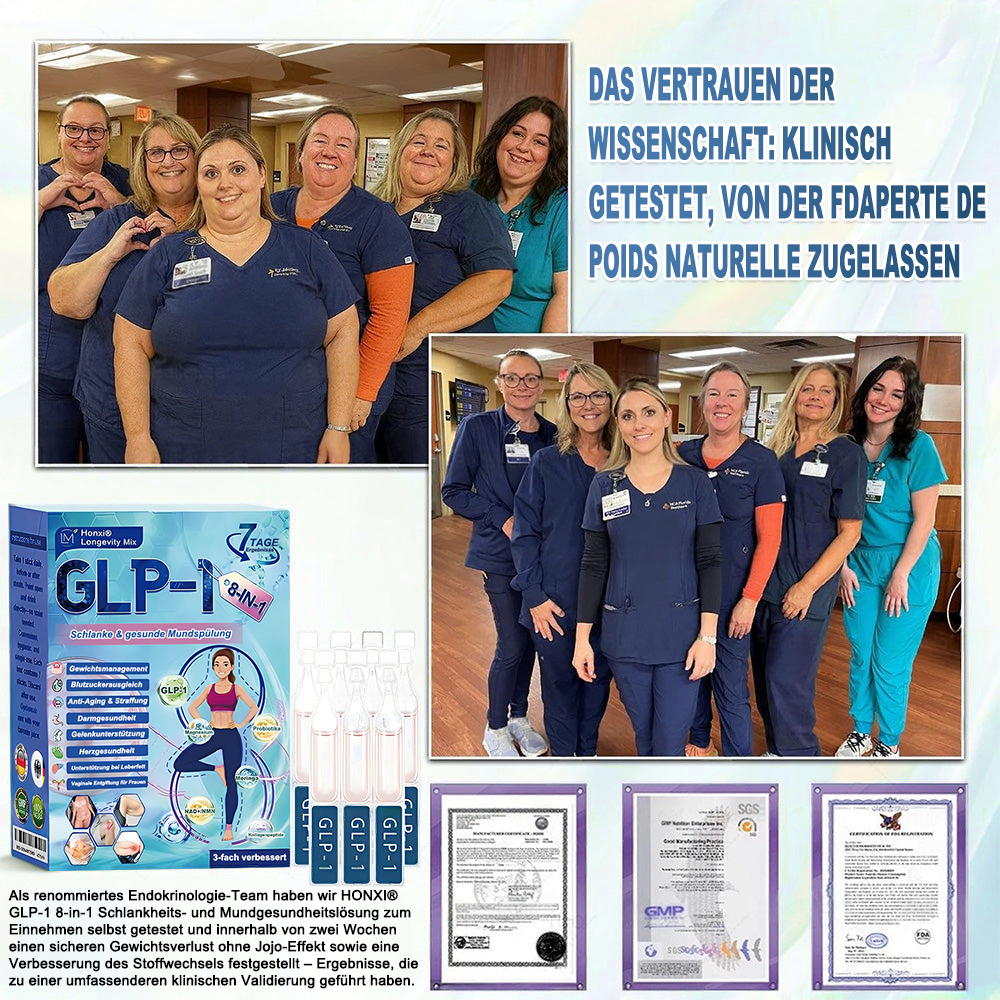 Offizieller Store | Honxi® Longevity GLP-1 8-in-1 Schlank & Gesund Lösung zum Einnehmen (Einmal täglich, sichtbare Ergebnisse in 7 Tagen) Unterstützt Adipositas, Herz-Kreislauf-Gesundheit, Diabetes, Schlafapnoe, Darmgesundheit