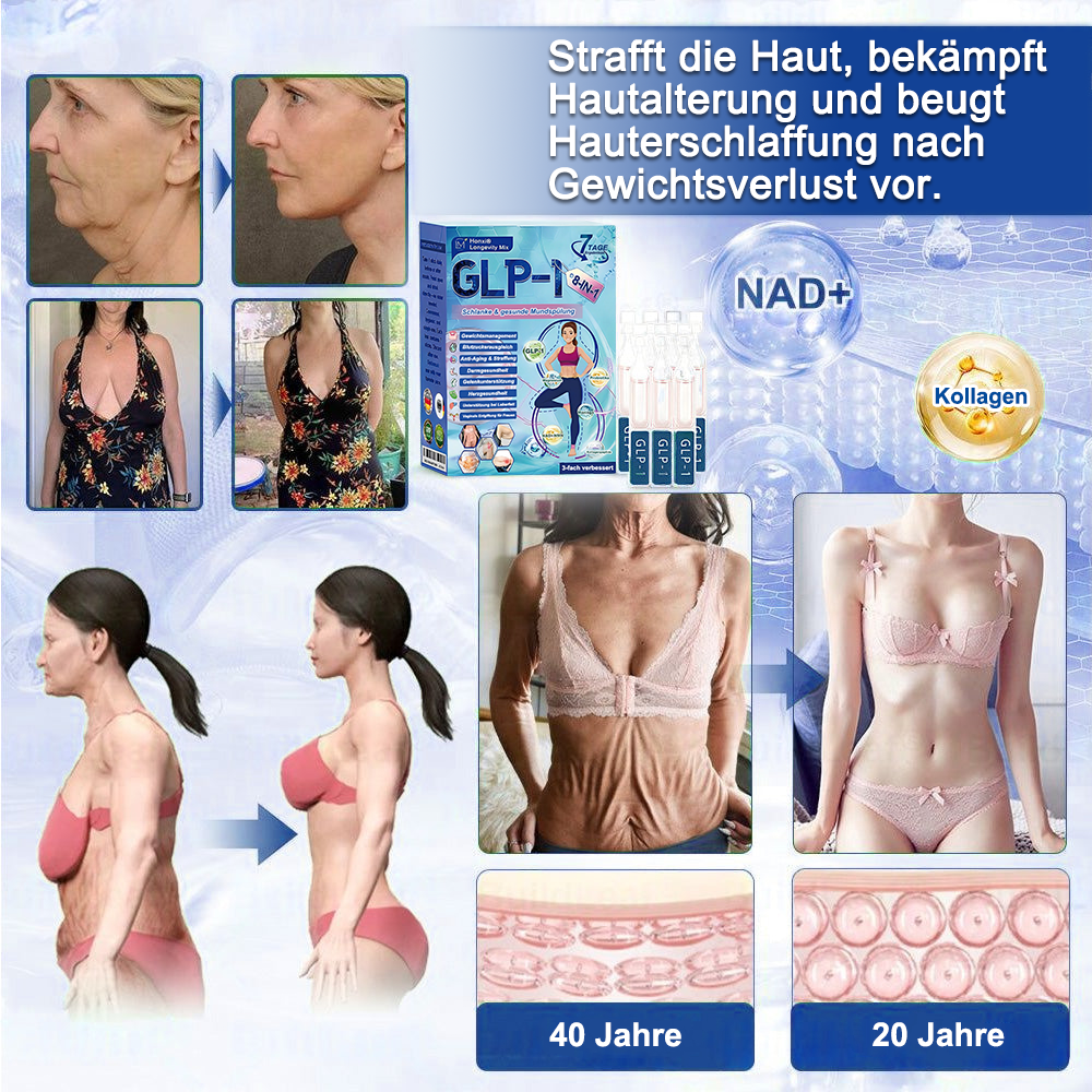 Offizieller Store | Honxi® Longevity GLP-1 8-in-1 Schlank & Gesund Lösung zum Einnehmen (Einmal täglich, sichtbare Ergebnisse in 7 Tagen) Unterstützt Adipositas, Herz-Kreislauf-Gesundheit, Diabetes, Schlafapnoe, Darmgesundheit