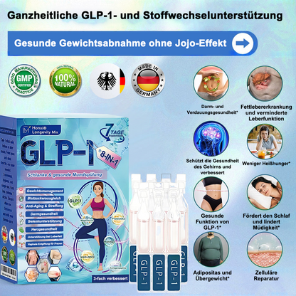 Offizieller Store | Honxi® Longevity GLP-1 8-in-1 Schlank & Gesund Lösung zum Einnehmen (Einmal täglich, sichtbare Ergebnisse in 7 Tagen) Unterstützt Adipositas, Herz-Kreislauf-Gesundheit, Diabetes, Schlafapnoe, Darmgesundheit