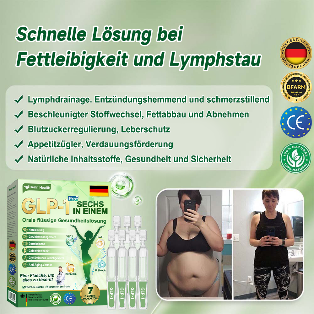 Berlin Health®  GLP-1 Sechs-in-Eins Gesundheitslösung Orallösung (🌿 Nur einmal täglich – sichtbare Veränderungen in nur 7 Tagen) ✅ Geeignet für: Übergewicht, Diabetes und verschiedene Gesundheitsbedürfnisse