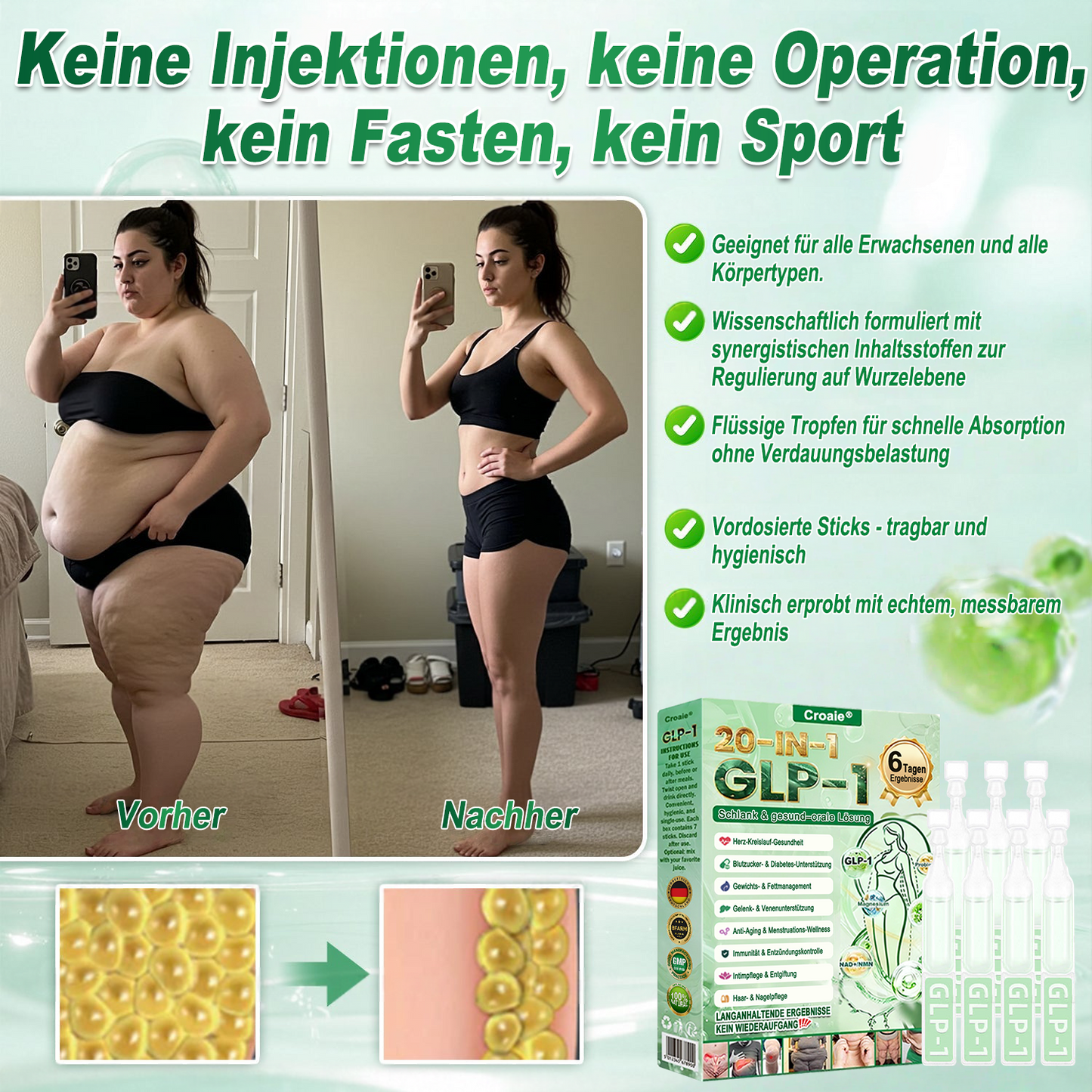 Neuerscheinung 🇩🇪｜Croaie® GLP-1 20-in-1 Slim & Health Oral Solution -Nur eine Dosis pro Tag, sichtbare Ergebnisse in nur 6 Tagen!Enthält 100 Milliarden aktive Probiotika (CFU). ✅ Unterstützt das Gewichtsmanagement, die Herzgesundheit